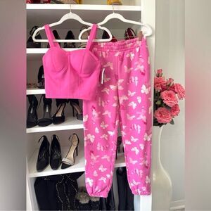 NWT ' Bustier Top and Jogger Pants Set, 2-Piece Size Small